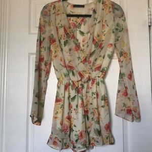 Floral long sleeve romper